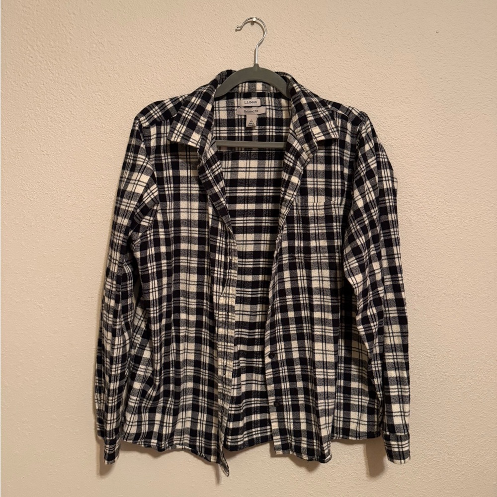 LLBean Flannel Plaid Button-Up Shirt